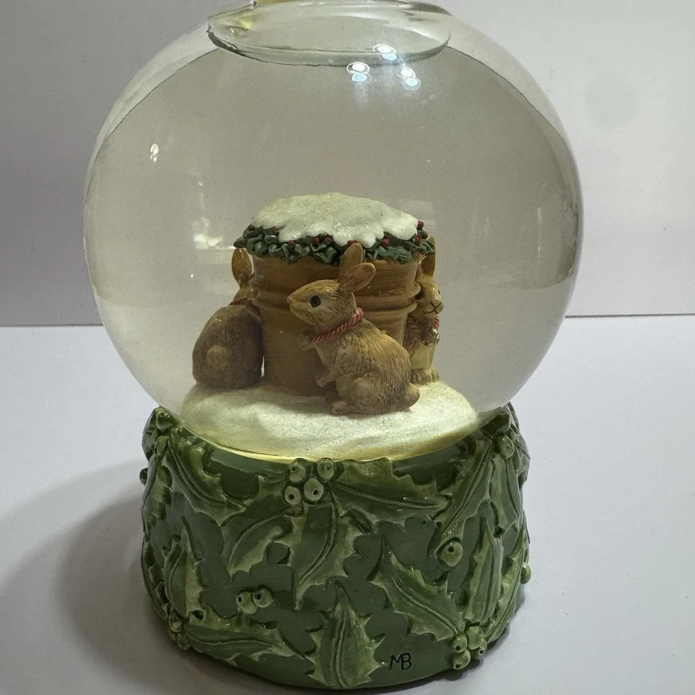 Hallmark Marjolein Bastin Winter Rabbits Christmas Tea Light Candle Water Globe